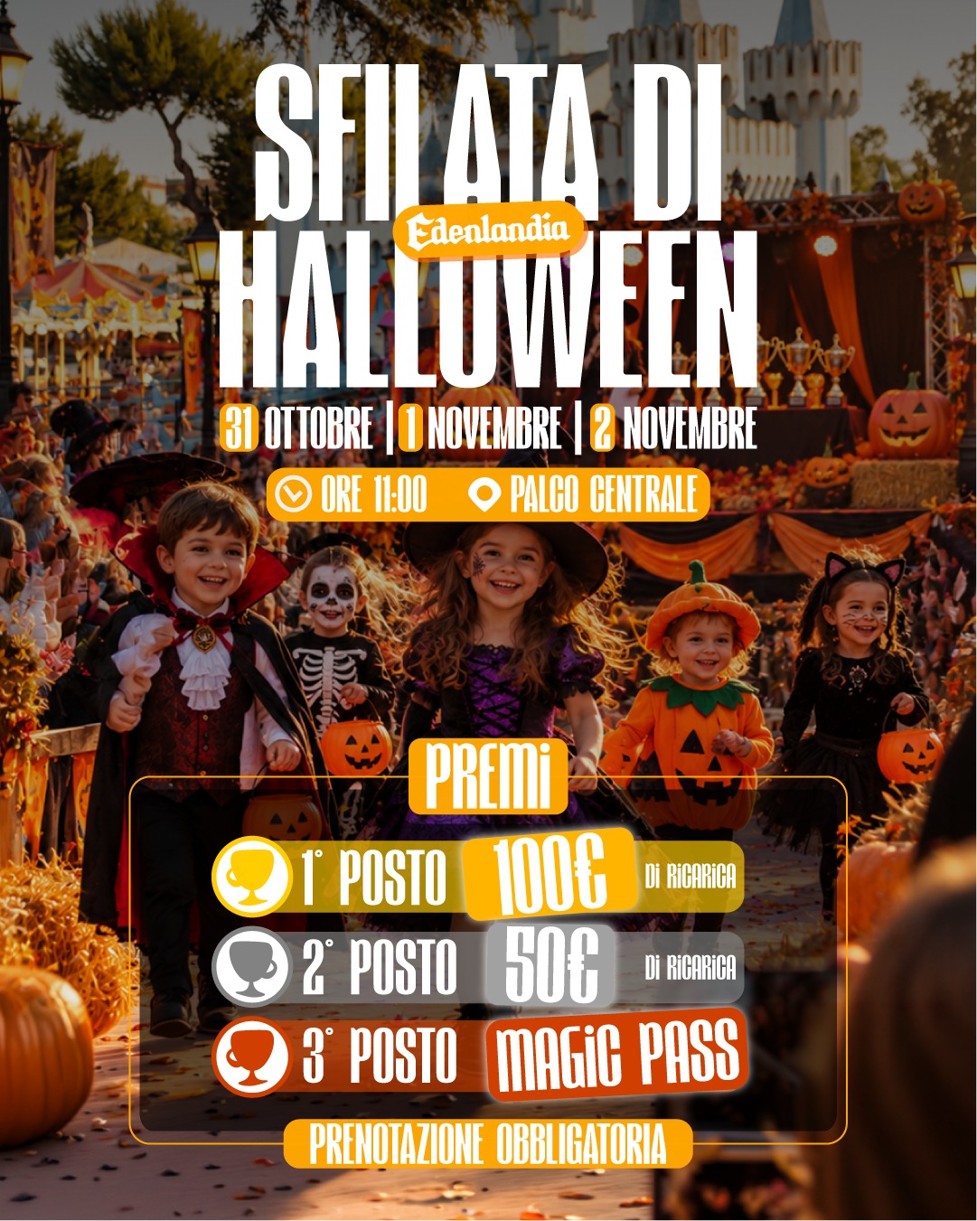 Locandina Sfilata di Halloween per bambini — Edenlandia